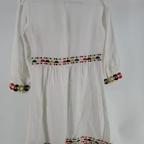 Boden White Embroidered Linen DressSize 4Mod Dot BohoPockets Boden White Embroidered Linen DressSize 4Mod Dot BohoPockets